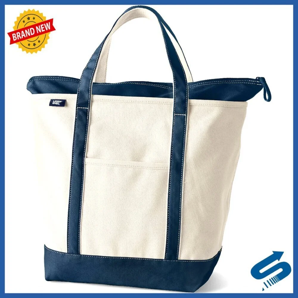 Zip Top Canvas Tote Bag Durable Spacious Classic Chic Everyday Carry